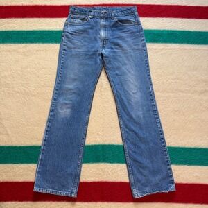 Vintage Levis 517 34x32 (32x30.5) Faded Bootcut Jeans USA Made Blue Denim